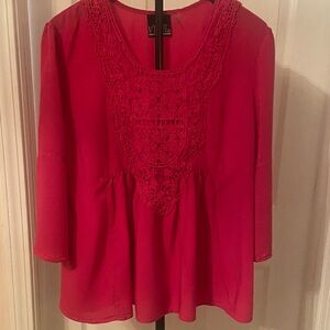 Noelle Fuchsia Lace Accent Blouse